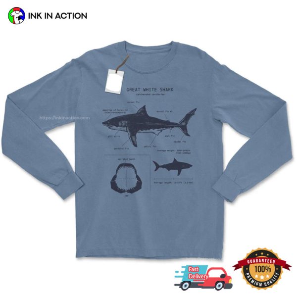 Great White Shark Anatomy Biology Comfort Colors Shirt