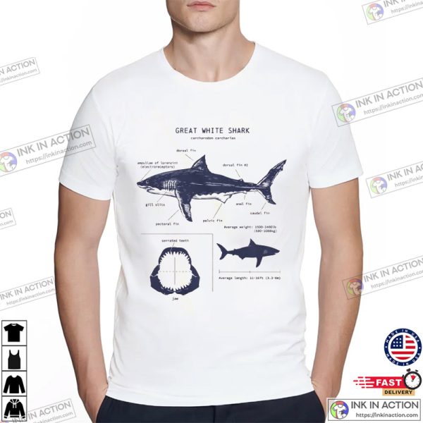 Great White Shark Anatomy Biology Comfort Colors Shirt