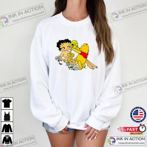 Honey Betty Boop And Pooh Bear T-Shirt, Winnie The Pooh Pouring Honey On Betty Boop
