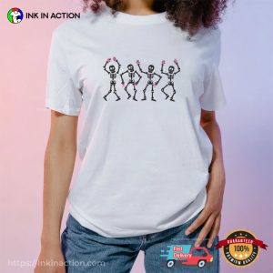 Halloween Skeletons Ribbon Breast Cancer Awareness T-Shirt