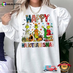 Happy Hallothanksmas Grinch Mummy Santa Tee 3