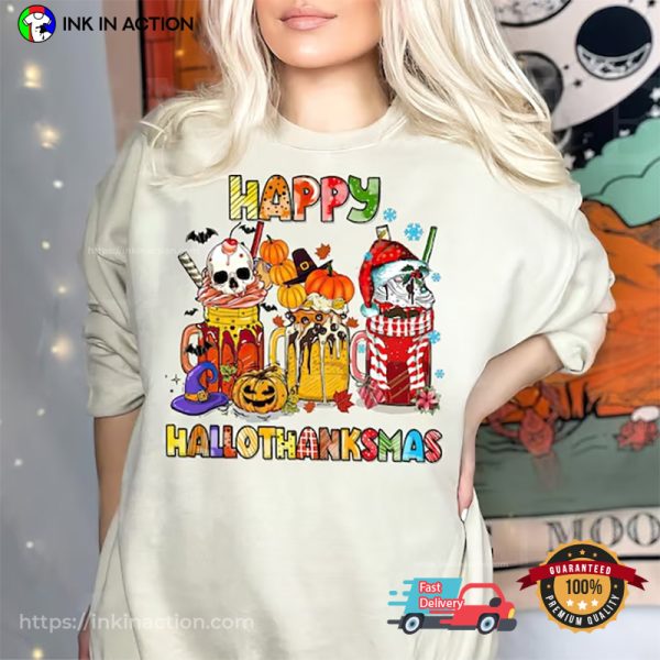 Happy Hallothanksmas Holiday Season Comfort Colors Tee