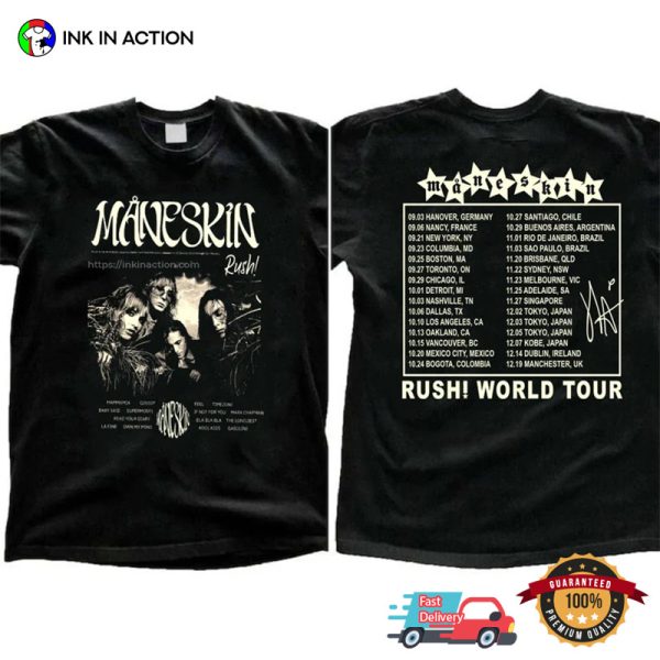 Maneskin Rush World 2023 2 Sided Shirt