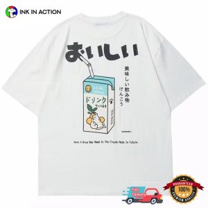 Nice Day With Milk Kanji Japan Street Style T-Shirt