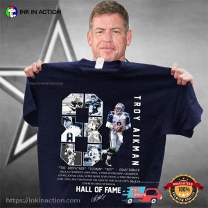 No.8 Troy Aikman Hall Of Fame Signature T Shirt 1