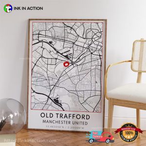 Old Trafford Map Manchester United Poster 1