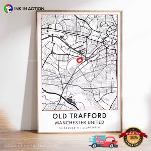 Old Trafford Map Manchester United Poster