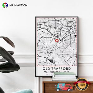 Old Trafford Map Manchester United Poster 3