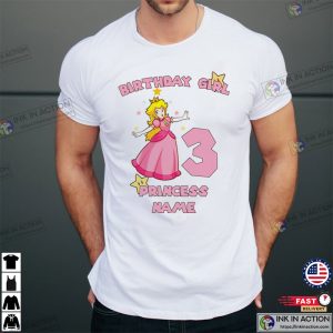 Personalized Mario Peach Princess Birthday Girl Name T-shirt