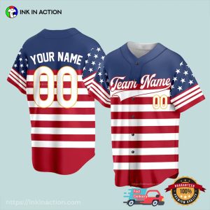 Personalized American Flag Independence Day Baseball Jersey