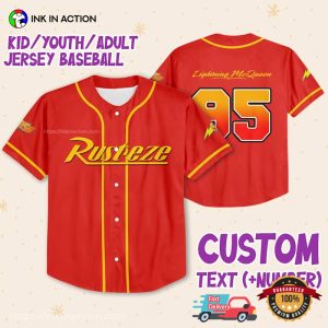 Personalized Disney Lightning McQueen Baseball Jersey 3