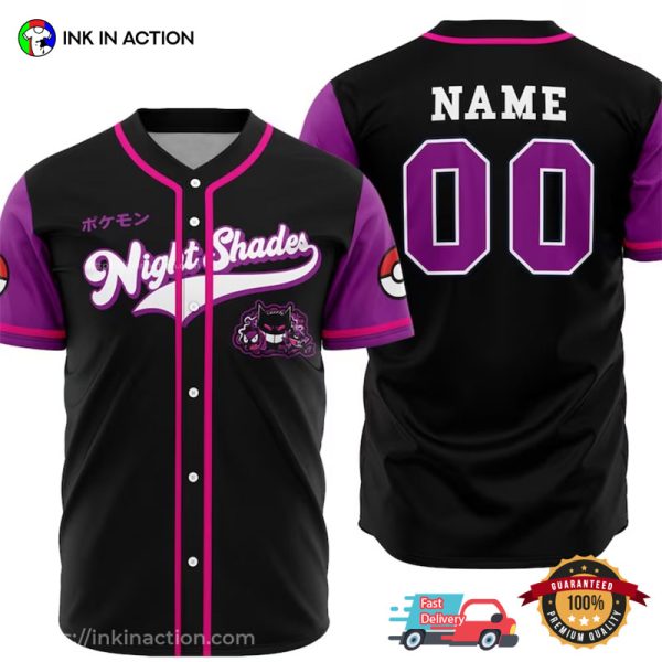 Personalized Gengar Night Shades Japan Baseball Jersey