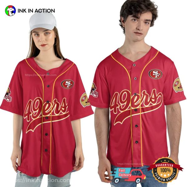 Personalized San Francisco 49er Game Day Red Baseball Jersey