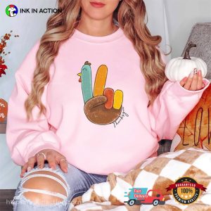 Retro Peace Sign Turkey, Happy Happy Thanksgiving Turkey Shirt