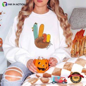 Retro Peace Sign Turkey, Happy Happy Thanksgiving Turkey Shirt