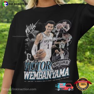 spurs victor wembanyama Vintage Basketball Signature T-Shirt