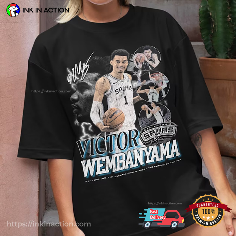 Spurs Victor Wembanyama Vintage Basketball Signature T-Shirt