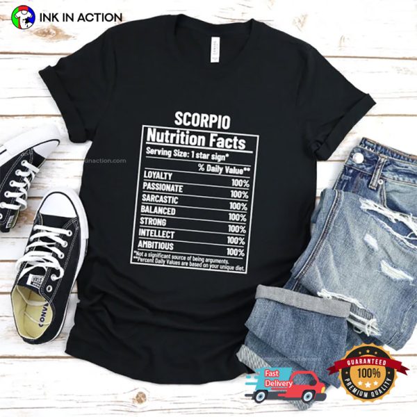 Scorpio Nutrition Facts Zodiac Shirt