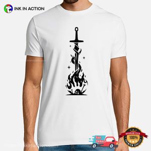 Sword On Fire bonfire at night T Shirt 3