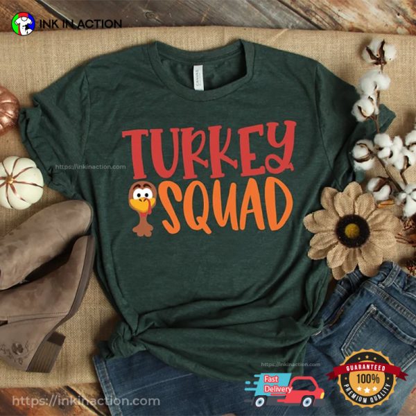 Turkey Squad Family Thanksgiving Shirts, Autumn Funny Thanksgiving T-shirts