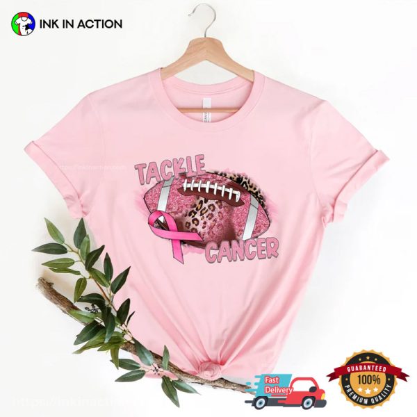 Tackle Breast Cancer Pink Ribbon T-shirt