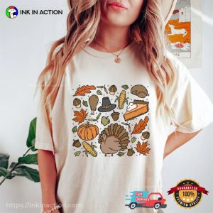 Thanksgiving Doodles Fall Things Comfort Colors Tee 3