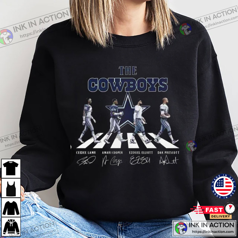 Dallas Cowboys Ceedee Lamb Amari Cooper Ezekiel Elliott Dak Prescott player  signatures football poster sport shirt, hoodie, sweater, long sleeve and  tank top