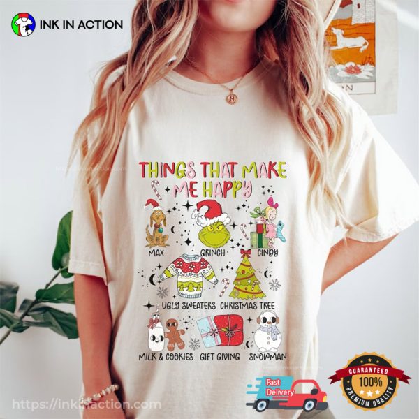 Things That Make Me Happy Retro Christmas T-Shirt