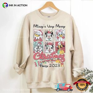 Vintage Mickey Mouse Very Merry Christmas Party 2023 Shirt