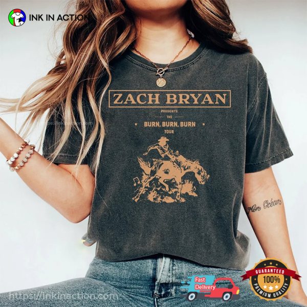 Vintage Zach Bryan Music Burn Burn Burn Tour Shirt