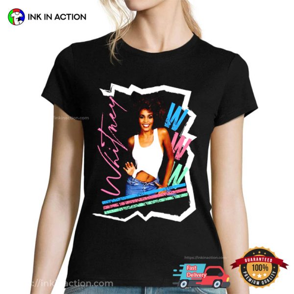Whitney Houston Tripe W Screen Print, Whitney Houston Shirt