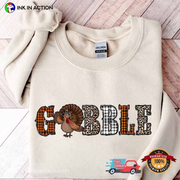 Gobble Turkey Thanksgiving Trendy Graphic Tee