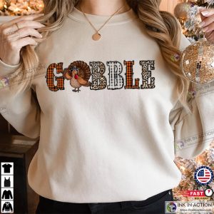 Gobble Turkey Thanksgiving Trendy Graphic Tee