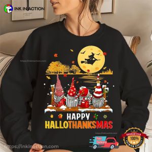 happy hallothanksmas Gnomes Witch Comfort Colors Tee 3