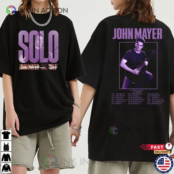 John Mayer Solo Concert 2023 Schedules 2 Sided Shirt