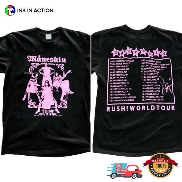 Maneskin Band Rush! World Tour 2023 Dates Vintage Shirt