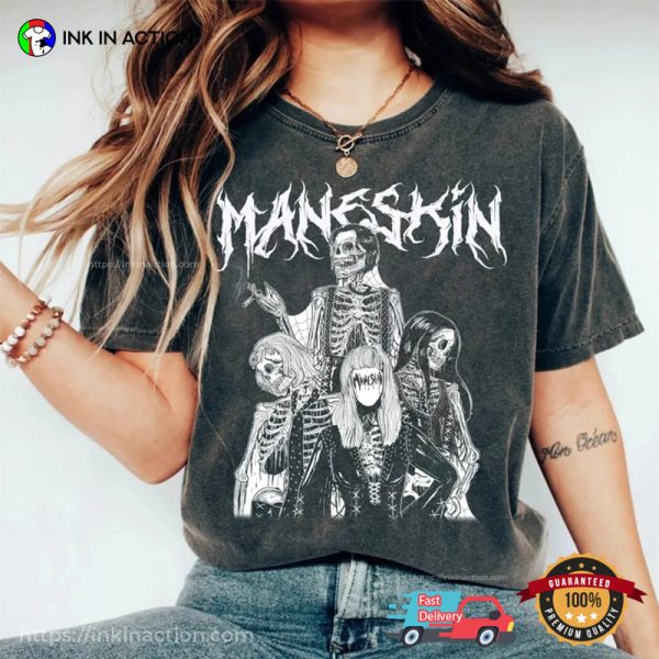 Maneskin Band Skeleton Members Rock Comfort Colors Tee