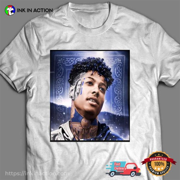 Rapper Blueface Hip Hop Style Portrait T-shirt