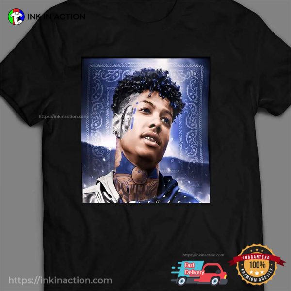 Rapper Blueface Hip Hop Style Portrait T-shirt