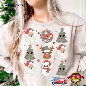 retro christmas Groovy Decor Comfort Colors Tee 3