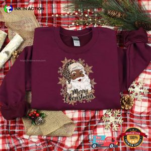 African American Santa Merry Christmas kwanzaa 2024 T-shirt