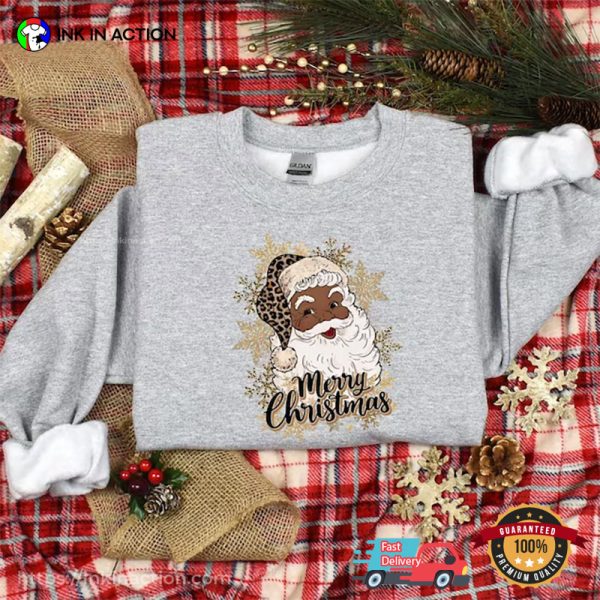 African American Santa Merry Christmas kwanzaa 2024 T-shirt