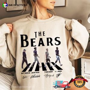 Bears Walking Abbey Road Signatures Matt Eberflus, Justin Fields, Tyson Bagent, D. J. Moore Shirt 3
