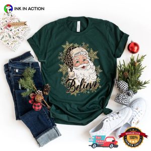 Believe In Santa Claus Merry Christmas Tee Shirt 3