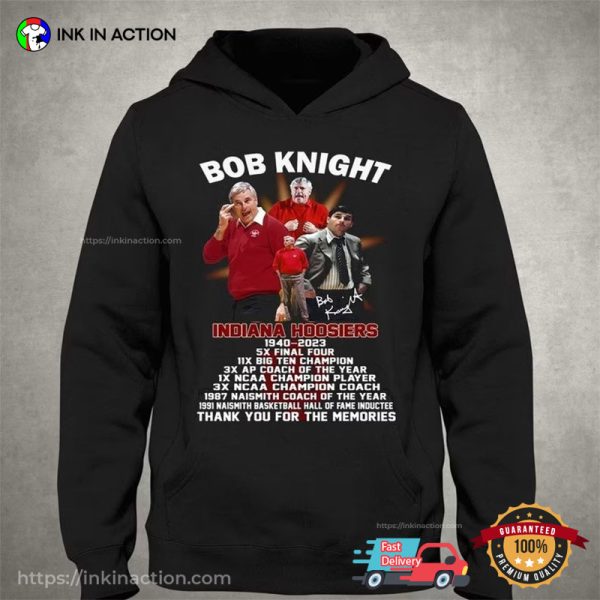 Bob Knight Indiana Hoosiers 1940 2023 Anniversary T-Shirt