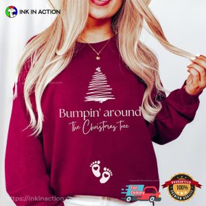 Bumpin Around The Christmas Tree Xmas Pregnancy Announcement Shirt