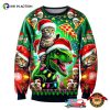 Cat Riding Dinosaur On Xmas Ugly Sweater