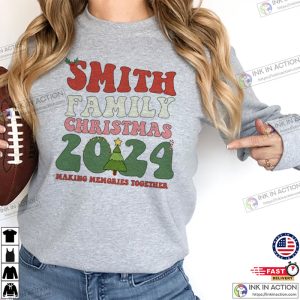 Christmas 2024 Family Xmas Shirts, Matching Custom Name Xmas T-Shirt