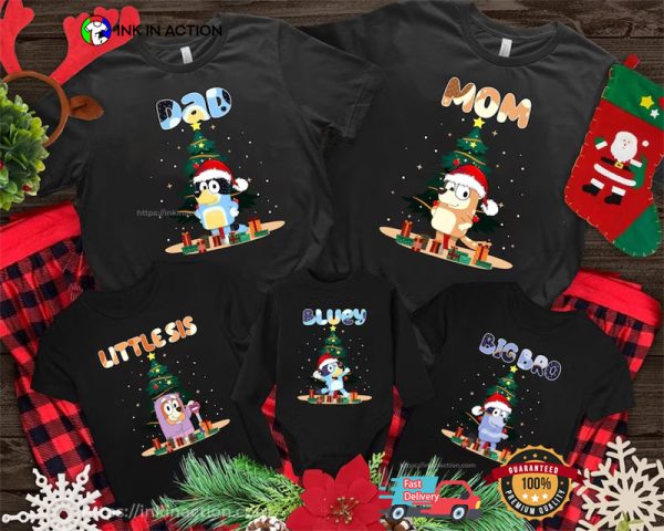 Christmas Blue Dog Heeler Family, Bluey Party Ideas Shirt