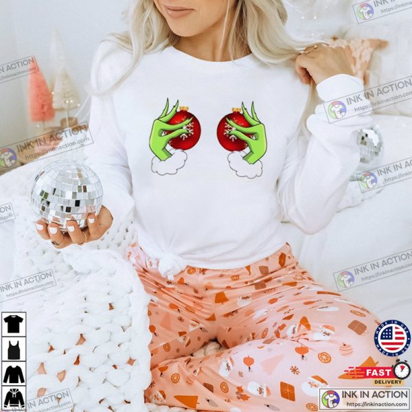 Christmas Grinch Tinsel Tits Funny Grinchmas T-shirt